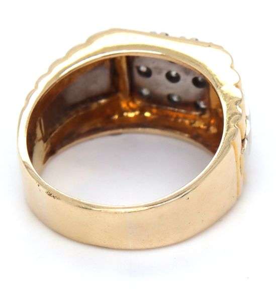 Man's 14K W&Y Gold Rolex Style Diamond Cluster