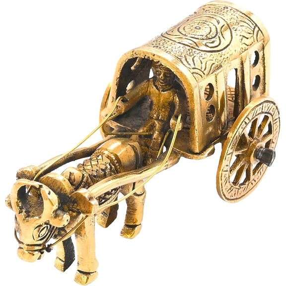 Brass Bull Cart Decor