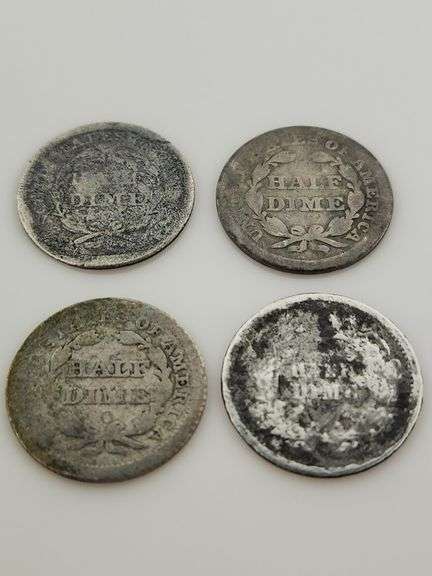 1848-O, 1852, 1854-O, 1869 Half Dimes