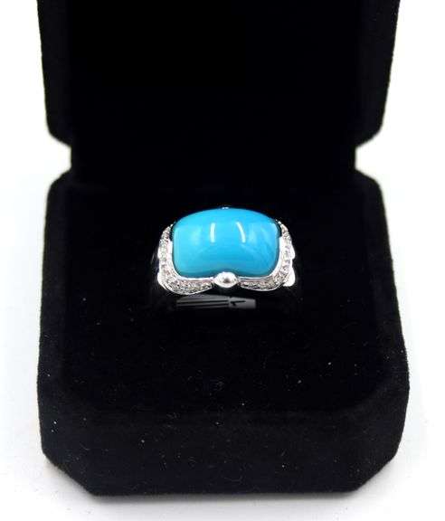 Turquoise & Diamond Accent Ring in 14kt white gold