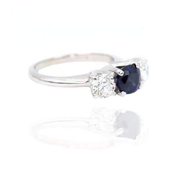 18k White Gold Natural Sapphire and Diamond