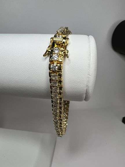 Sparkling 14 Kt Gold Plated Tennis Bracelet
