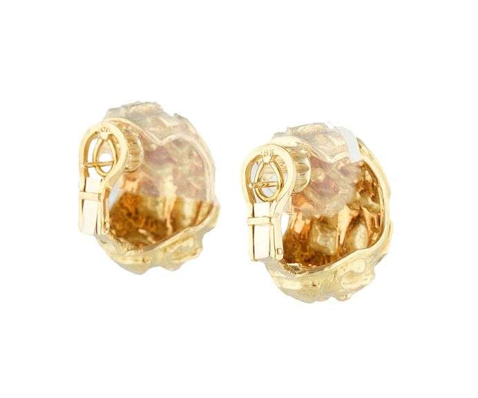 18kt Yellow gold Katy Briscoe Hope’s Omega Back Hoop Earrings