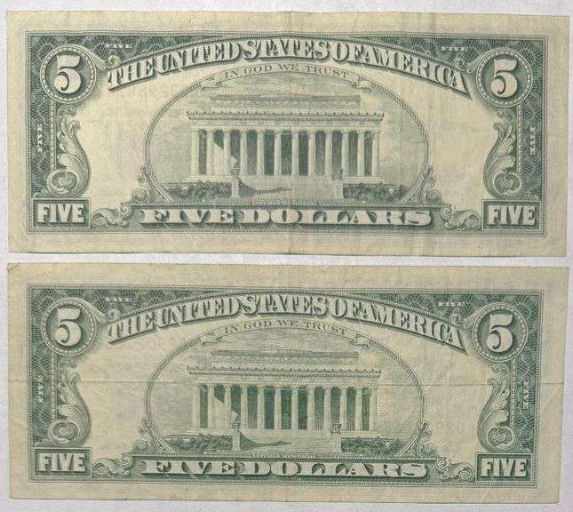 2 1963 Series Star $5 Red Seal US Notes