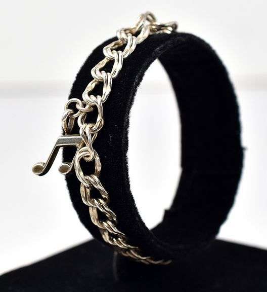 Music Note Charm Bracelet in Sterling Silver