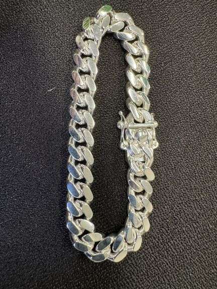 Sterling Silver Solid Miami Cuban Link Chain 10.3mm 925 Italy Box Lock Bracelet 8"