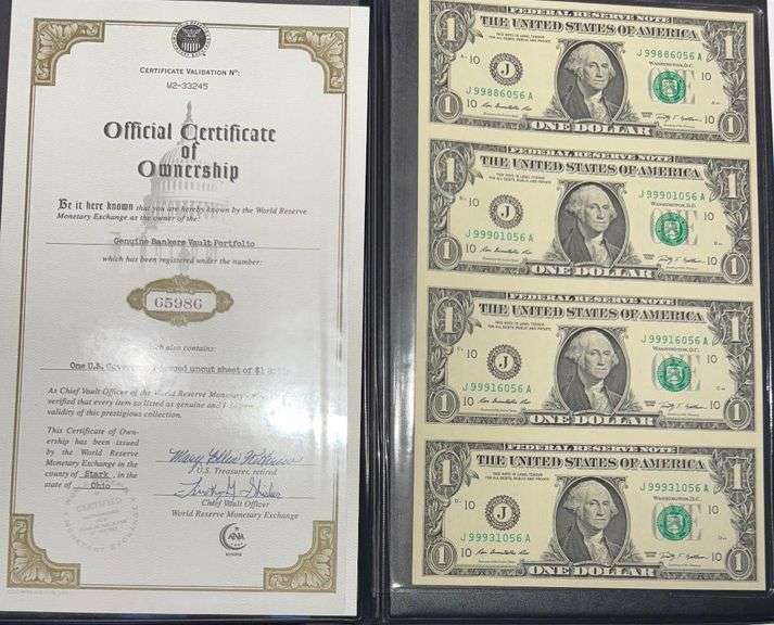 World Reserve Monetary Exchange 2009 $1 FRN Set