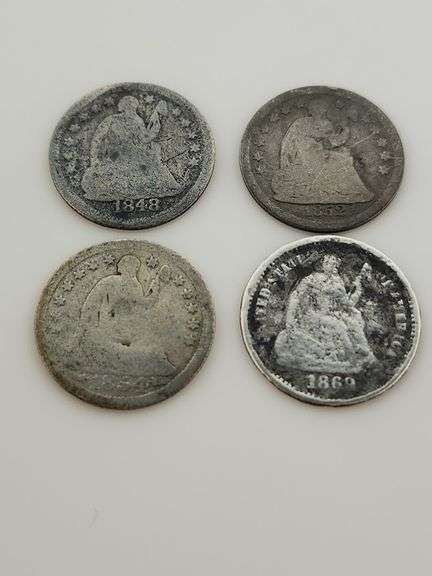 1848-O, 1852, 1854-O, 1869 Half Dimes
