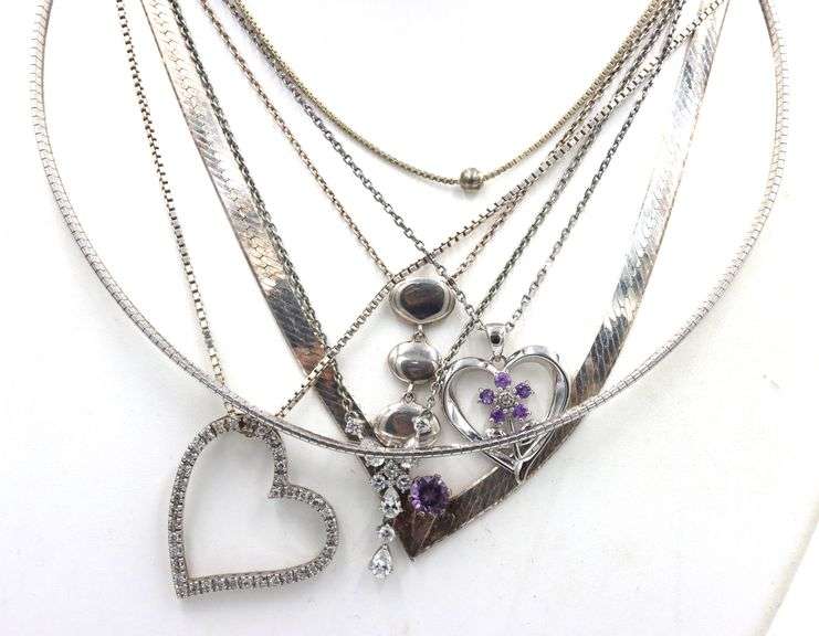 Group lot of 7 vintage 925 sterling silver necklaces