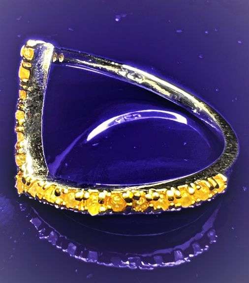 Dazzling 4.75 Ct Silk Black Moissanite 42 Natural Yellow Diamond 2 Band Ring