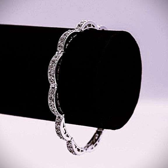 Dazzling 14 Kt 15.3  Grams White Gold Plated Tennis Bracelet