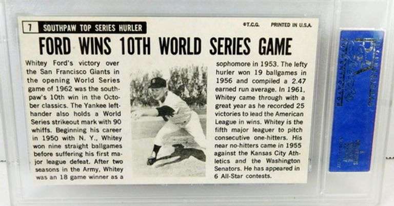 1964 Whitey Ford Baseball Trade Card, Graded NM7