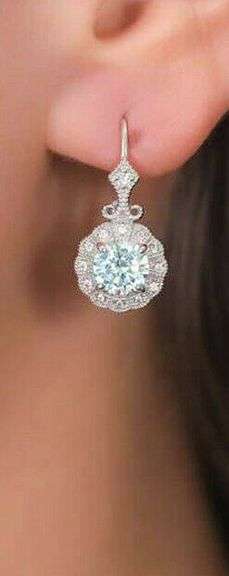 Exceptional 3.15 Ctw Ice Blue Lab Simulated Diamond Earrings