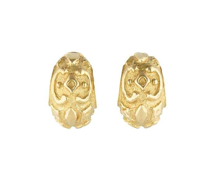 18kt Yellow gold Katy Briscoe Hope’s Omega Back Hoop Earrings