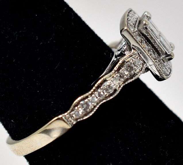 Marvelous Princess Diamond Engagement Ring in 14K White Gold