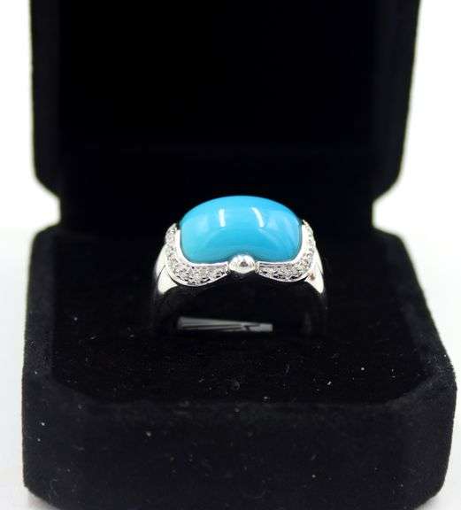 Turquoise & Diamond Accent Ring in 14kt white gold