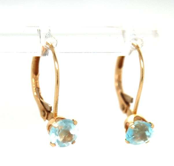 14kt Yellow gold blue topaz earrings