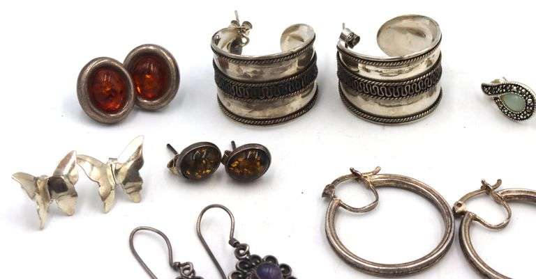 Vintage 925 sterling silver group lot of earrings