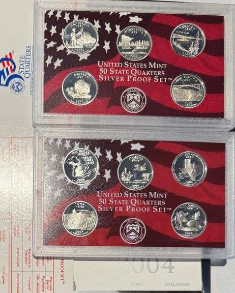 2004 & 2005 State Quarter Silver Proof Sets