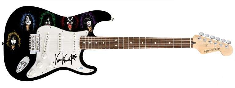 KISS Vinnie Vincent Autographed Signed 1/1 Custom Graphics Photo Guitar ACOA