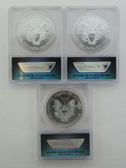 2021 (P) (S) (W) American Silver Eagles Set, ANACS - MS70