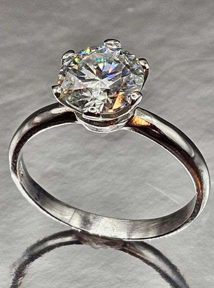 Ladies 14 Kt White Gold Plate Sparkling 3 Ct Ice White Lab Simulated Diamond  Ring