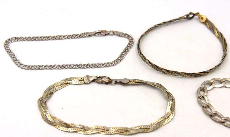 Group lot of 10 vintage 925 sterling silver bracelets