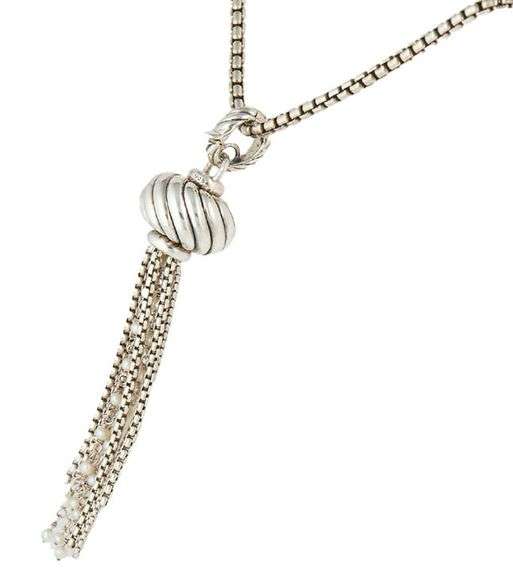 Sterling silver David Yurman Seed Pearl Tassel Pendant Necklace