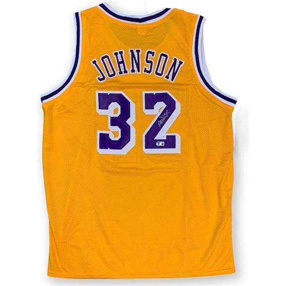 Signed Magic Johnson Basketball Jersey with COA
