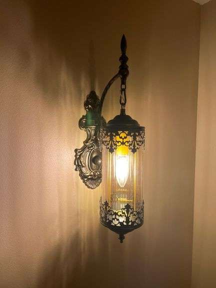 Gothic Glass Wall Sconce with Brush Gold Finish