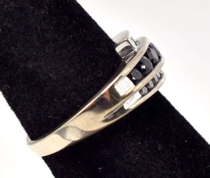 Lovely Blue Sapphire and Diamond Ring in 10K White Gold