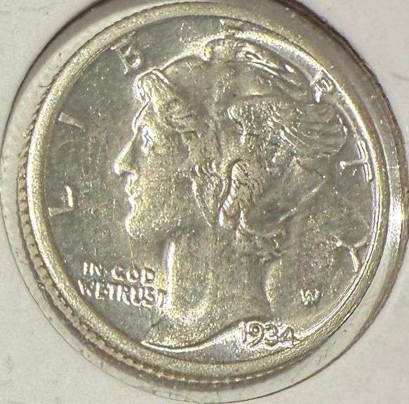 1934 Frosty White BU Mercury Dime