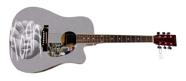 KoRn Autographed Custom Graphics Photo Guitar ACOA