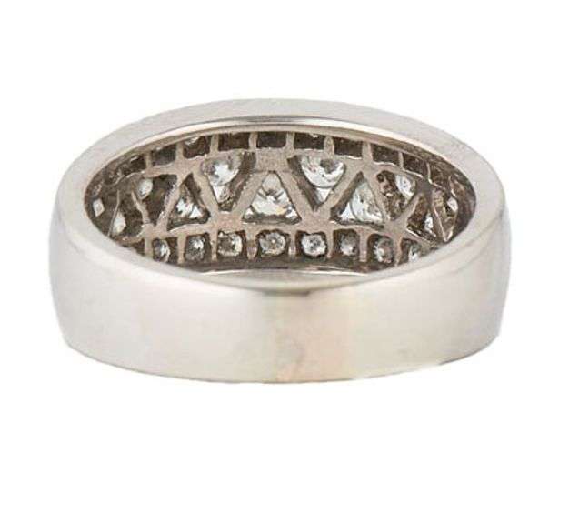 14kt White gold 1.00ctw Diamond Heirloom Milgrain Triple Row Frame Ring