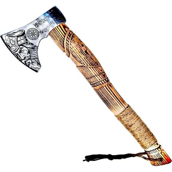 Carbon Steel Viking Bearded Axe with Ash Wood Handle