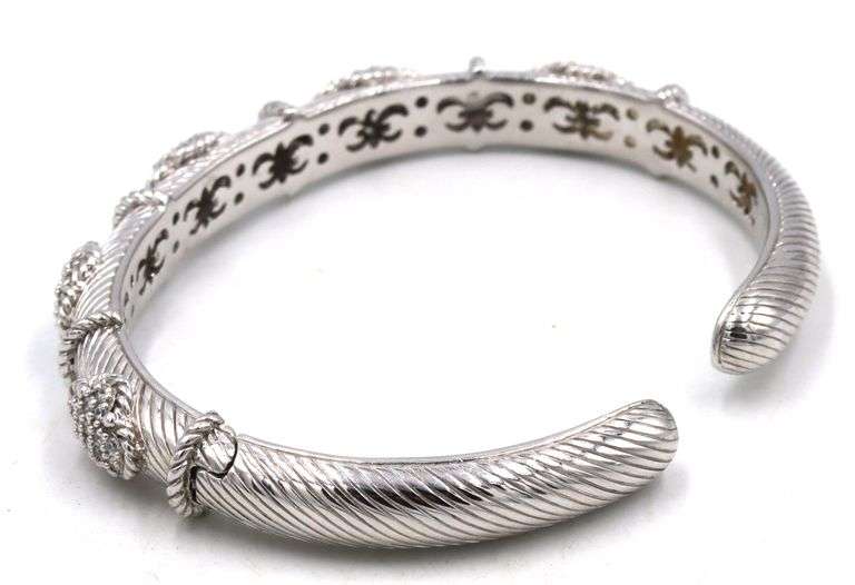 Judith Ripka CZ station hinged cuff bangle
