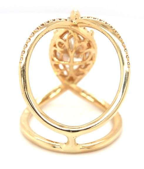 14kt Yellow gold 4.08ct lab grown Marquise diamond with 0.53ctw Gabriel & Co diamond ring