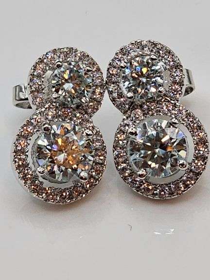Sparkling 5.75 Ctw White Ice Blue Lab Simulated Diamond Earrings