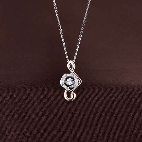 Platinum over 925Non tarnish Sterling silver Dancing Stone Pendant