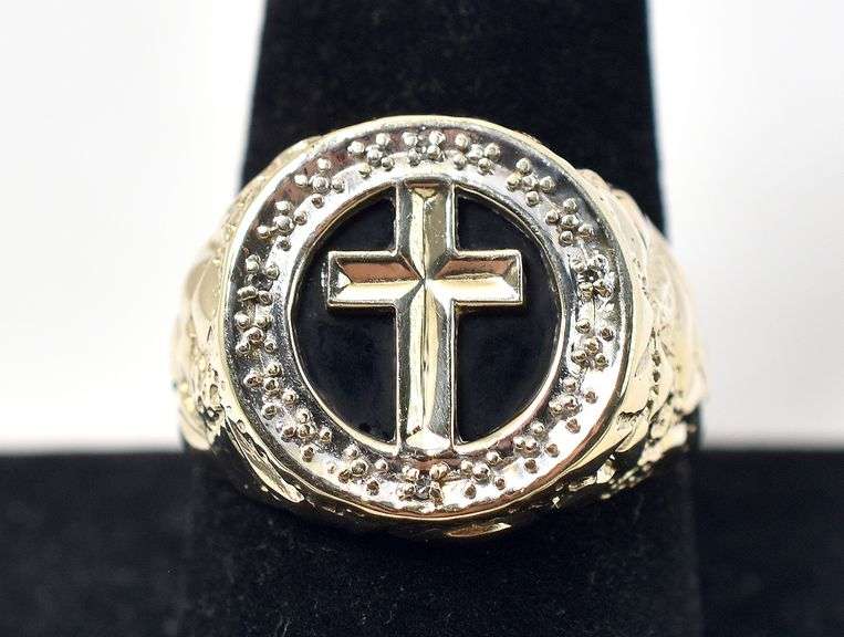 Holy 10K Yellow Gold Black Onyx and Diamond Ring