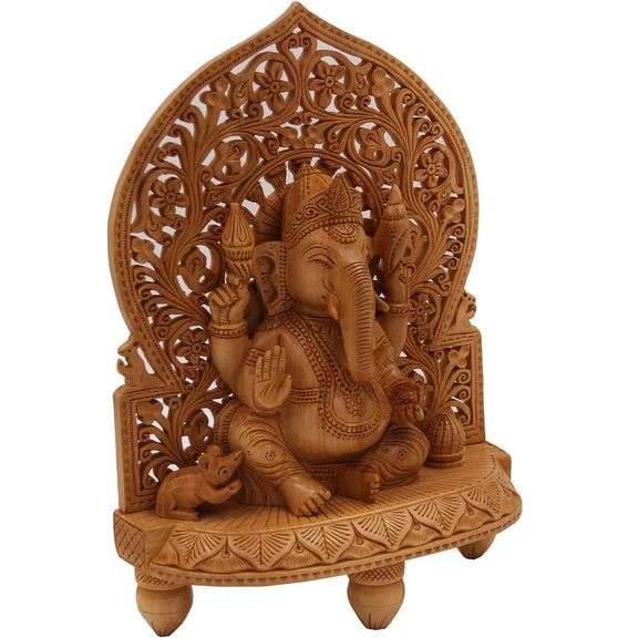 Large Hand-Carved Wooden Ganesha Wood