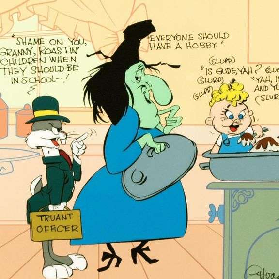 Bugs and Witch Hazel Truant Officer by Chuck Jones (1912-2002)
