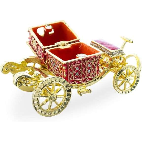 Coronation Coach Jewelry Trinket Box with Crystals
