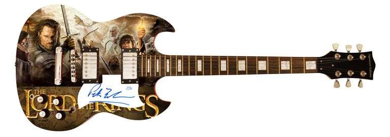 Peter Jackson Autographed Custom Graphics LOTR Movie Photo Guitar ACOA