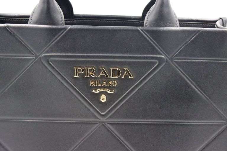 Prada Small Triangle-Embossed Shopper Tote Bag W/Strap