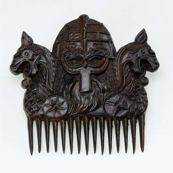 Hand-Carved Natural Wood Viking Comb