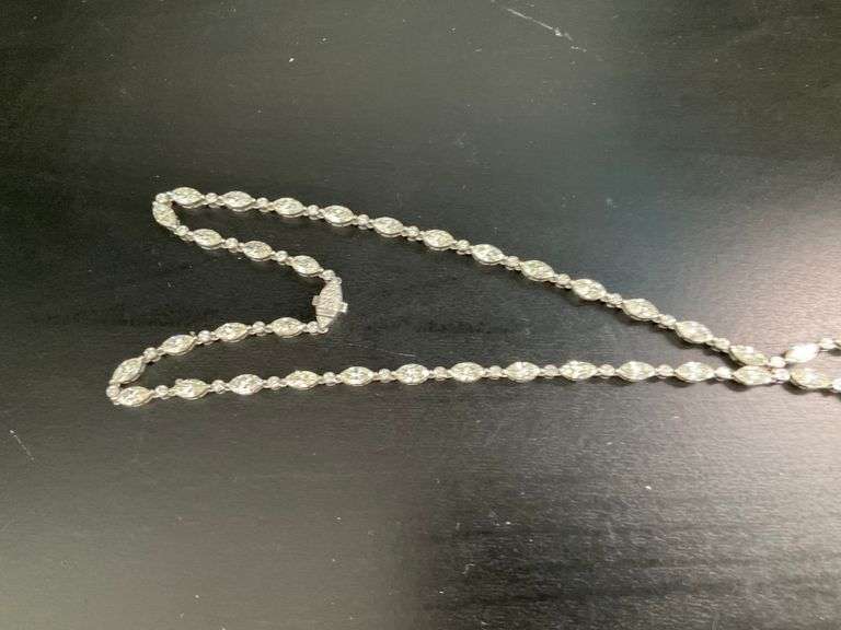 CERTIFIED BRAND NEW 18K WHITE GOLD DIAMOND NECKLACE, 18 C.T.W.
