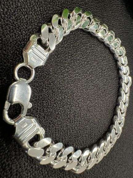 Sterling Silver Solid Miami Cuban Link Chain 9.2mm 925 Italy Heavy Curb Bracelet 7" Inch