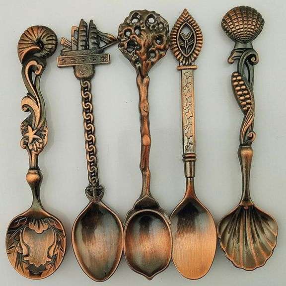 Set of 5 Golden Demitasse Mini Spoons
