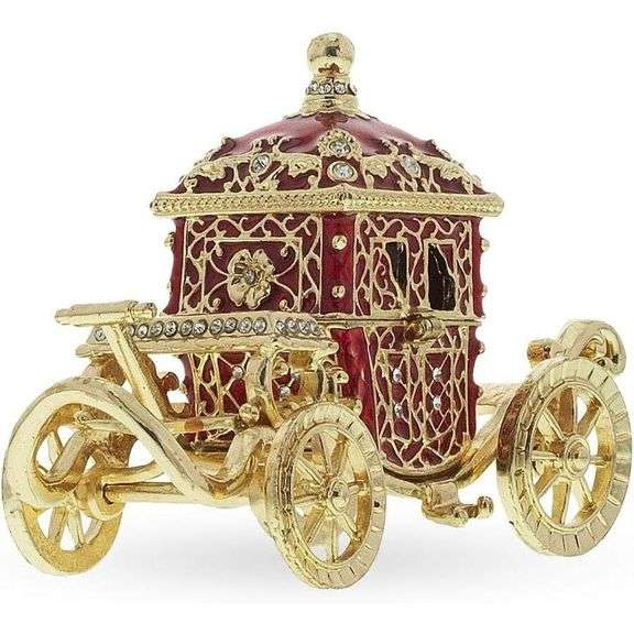 Coronation Coach Jewelry Trinket Box with Crystals